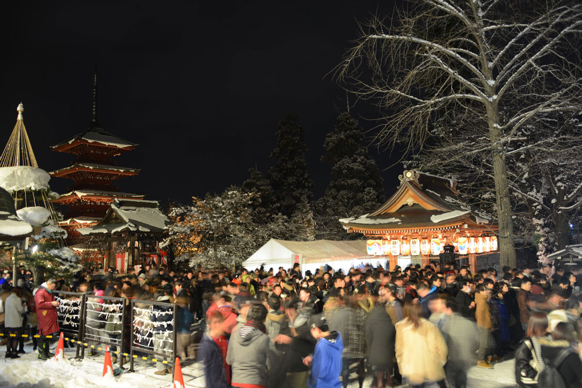 First shrine visit of New Year. The most crowded and bustling place in Hirosaki City.