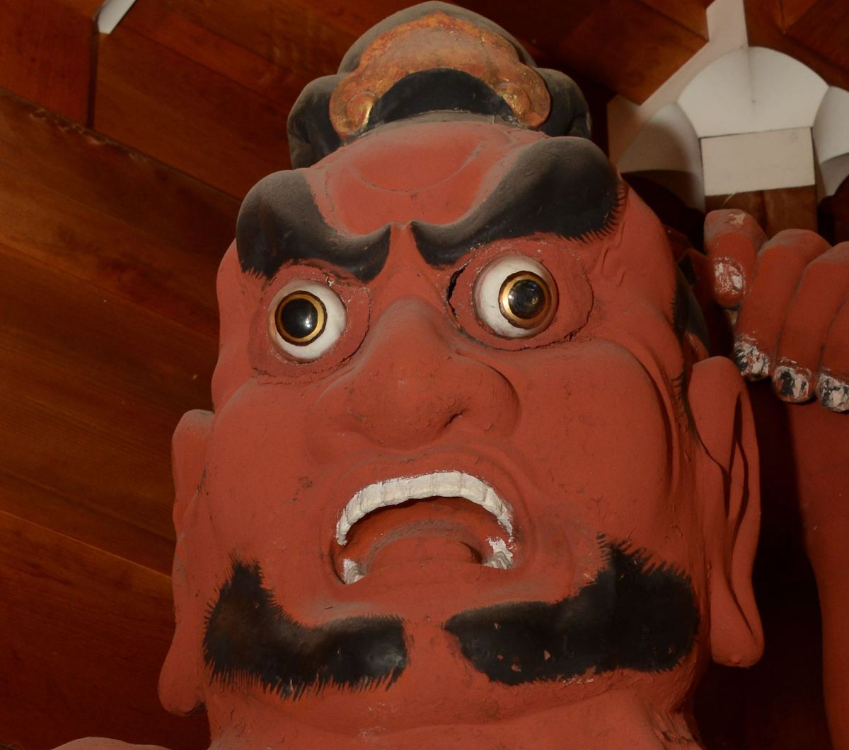 2016年の阿形仁王像（眼球落下前の眼球部分）